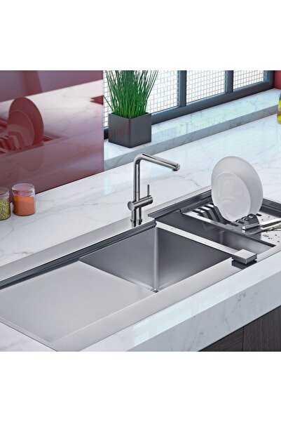 CookingAid Baterie de bucătărie Line MN 807 cu furtun de pulverizare retractabil/extractibil, finisaj cromat