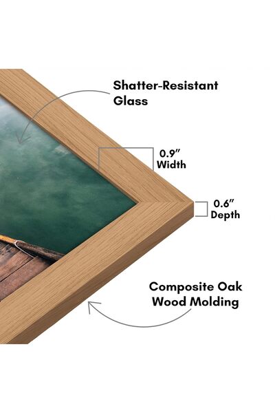 Americanflat 12x18 Picture Frame - Dark Oak, Engineered Wood, Shatter-Resistant Glass