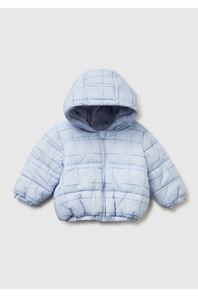 United Colors of Benetton Baby light grey all-over square patterned lined zip...