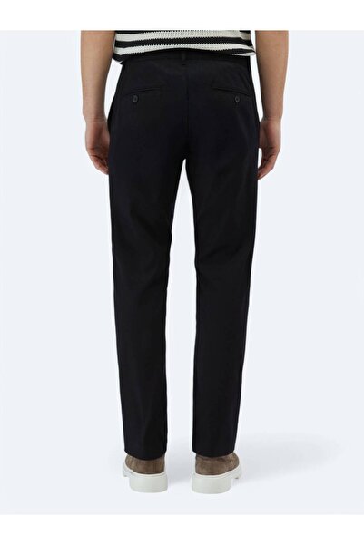 Kip Black Plain Weave Regular Fit Casual Cotton Blend Trousers