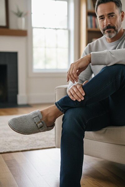 Twigy Full Orthopedic Felt Men's Comfortable and Lightweight Stylish Gray House Slippers