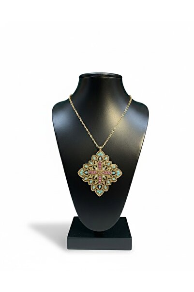 Store 925 Ayar Çiçek Motifli, Renkli Taşlı, Zarif Gümüş Kolye