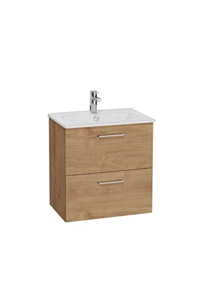 VitrA Mia 60 cm Çekmeceli altın meşe alt dolap + lavabo