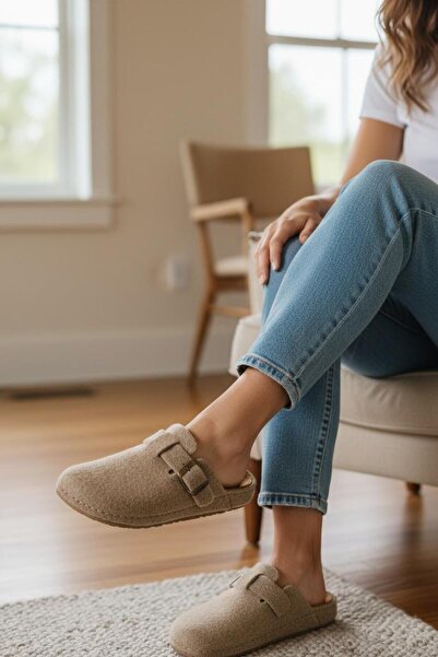 Twigy Full Orthopedic Felt Women's Comfortable and Lightweight Stylish Beige House Slippers