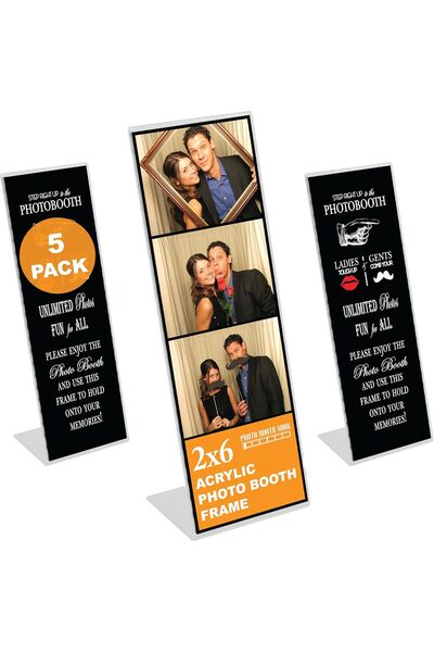 Photo Booth Nook 2 x 6 Inch Slanted Photo Booth Frames - Clear Acrylic (5 pack)