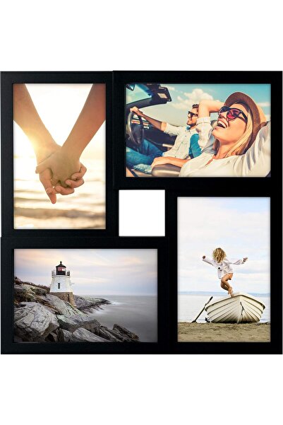 Malden 4-Opening Matted Collage Frame, Displays Four 4x6 Pictures, Black, 4 C...