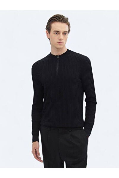 Kip Black Half Turtleneck Patterned Sweater Sweater