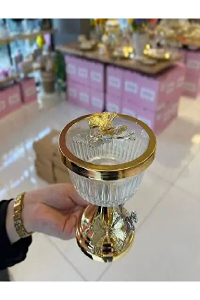 PONCİKPAZAR وعاء زجاجي على شكل فراشة 12 سم