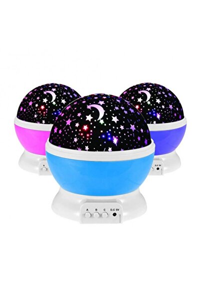OEM 360° Star & Moon Projector Lamp – Starry Sky, 3 Colors, Batteries/USB, Rotation