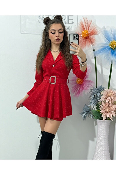 KATYDEA STORE Red jumpsuit with crystals and belt LAURA