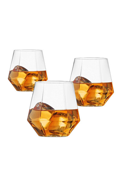 Delisoga Set of 6 hexagonal whiskey / cocktail glasses - transparent glass glasses for fine drinks