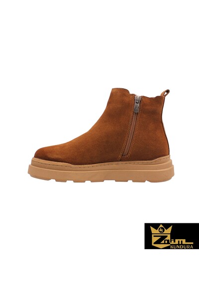 Zaim Kundura Women's Tan Genuine Suede Boots 505320063-1