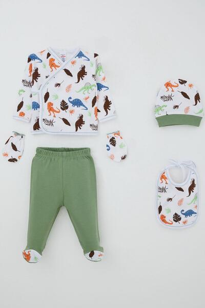 Breeze Baby Boy Hospital Release 5-Piece Dinosaur Kingdom Set 0-3 Months, White