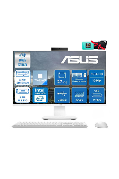 ASUS V470VAK Intel I7-13620H 32GB DDR5 4TB SSD 27'' FHD 100Hz W11H Beyaz All ...