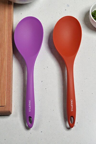 Manosta (قطعتان) ملعقة تقديم كبيرة مقاومة للحرارة مقاس 30 سم - ملعقة طعام من السيليكون غير قابلة للالتصاق ومقاومة للحريق ذات طرف صلب