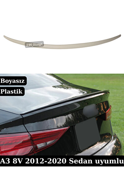 SML Dizayn Audi A3 Sedan Spoiler 2012-2020 Boyasız Plastik A3 Bagaj-Üstü Spoy...