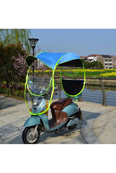 AyShop Motosiklet Scooter için Şemsiye Gölgelik Tente Yağmurluk - Mavi