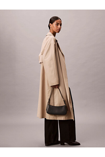 Calvin Klein Women's Leather Single Zipper Closure Strap Brand Letter Pattern Black Shoulder Bag Lv04F3324G-2Xa