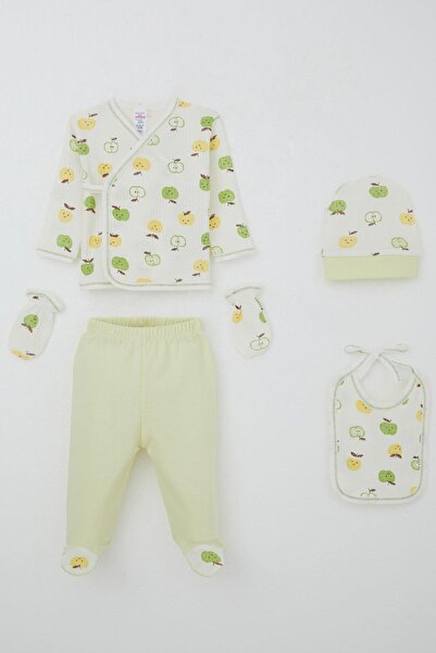 Breeze Baby Boy Hospital Release 5-Piece Cute Little Apple Patterned 0-3 Months, Ecru