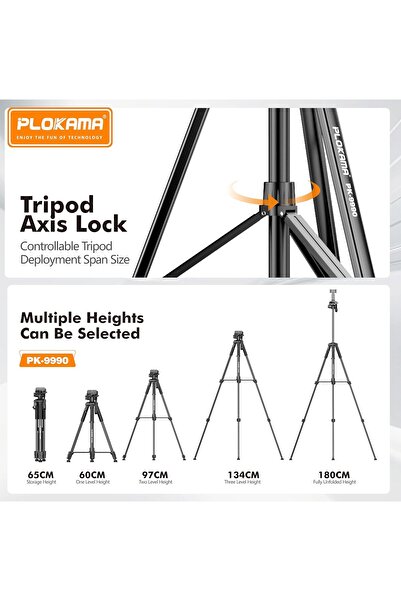 PLOKAMA 180cm Multifunctional Tripod (360° rotation)