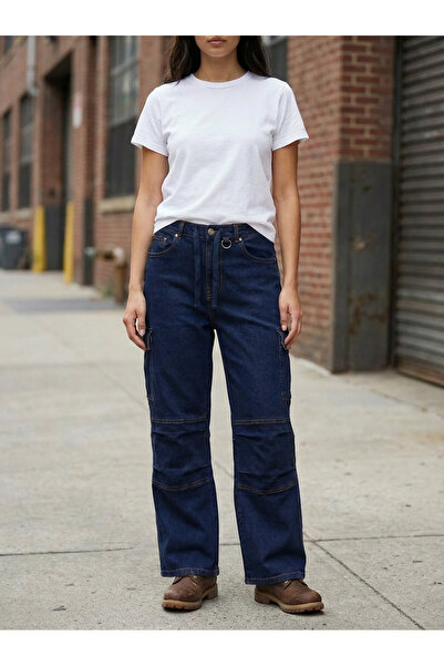 Limiteds Uniseks Beli Lastikli Kargo Pantolon 8 Cep Esnek 13,5oz Denim Kumaş