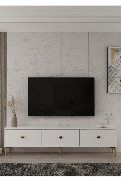 DEMONTE DECOR 1333TV180-1 TV TV SEHPASI BEYAZ-ALTIN