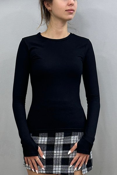 Tam Moda Women's Fingerless Crew Neck Bodysuit