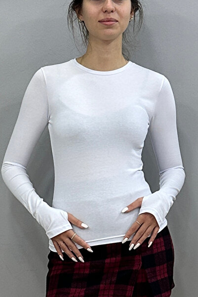 Tam Moda Women's Fingerless Crew Neck Bodysuit