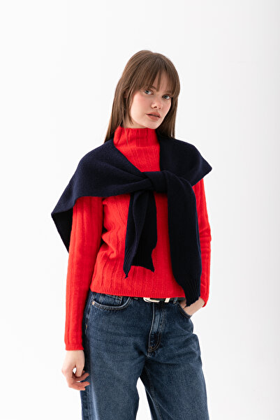 Loov Yumoş Kare Yaka Bağlamalı Triko Atkı - Kare Parçalı Atkı - Triko Omuz At...