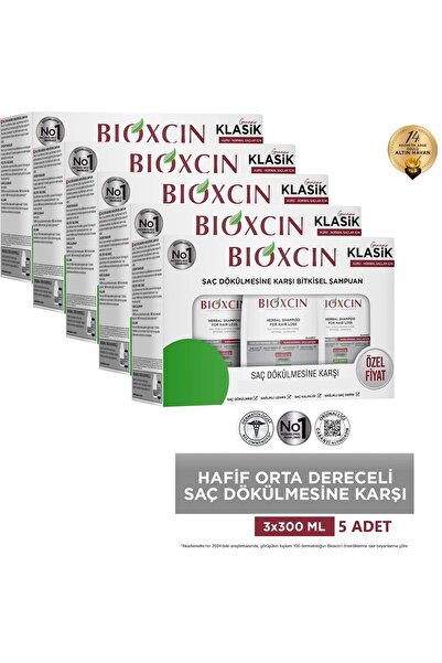 Bioxcin Genesis for Dry and Normal Hair 3X300Ml - Classic Anti-Hair Loss Shampoo 5 Pieces
