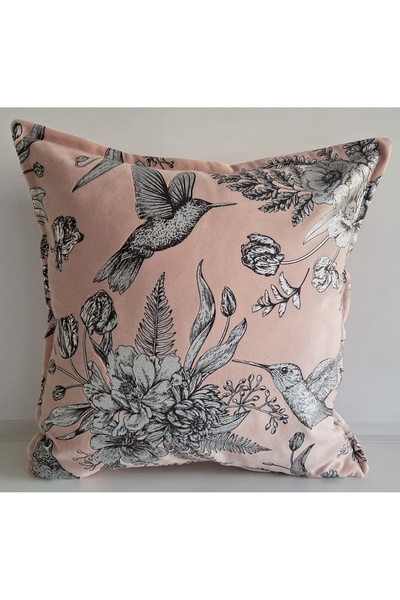 Fabric by Gülçin KADİFE PARLAK METALİK GÜMÜŞ SİMLİ DOKU PEMBE KUMAŞ KUŞ DESEN...