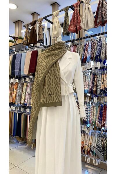 KUQOS Minimal Geometry Shawl Khaki