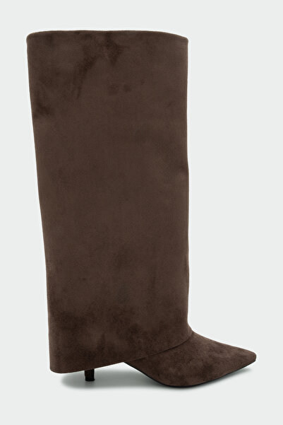 LAMİNTA Γυναικείες μπότες Jerry Bitter Brown Suede με λεπτομέρεια γυναικείων κολάν