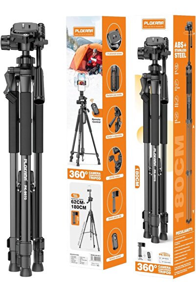 PLOKAMA PK-9970 180cm 360° Rotating Tripod with Bluetooth Remote & Phone Holder