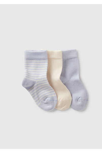 United Colors of Benetton Baby Blue Mix Patterned 3-Piece Sock Set