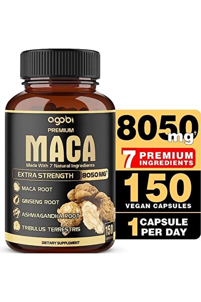 agobi 7in1 Premium Maca Root Capsules with Ashwagandha, Ginseng & Tribulus - 8050mg - 150 Capsules