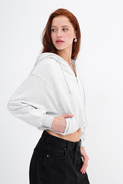 Addax Back Printed Hooded Sweatshirt H10563