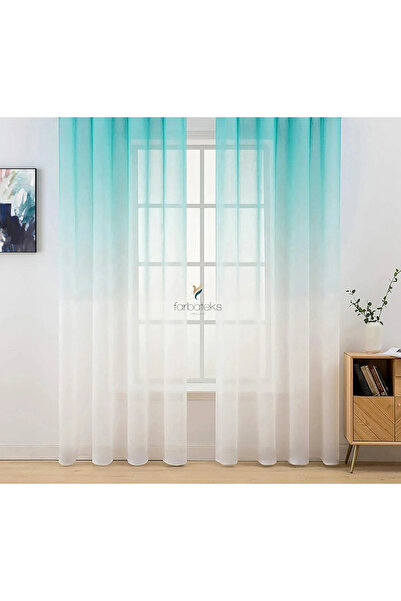 farbateks Green Mint Color Gradient 3-Layer Pleated Tulle Curtain