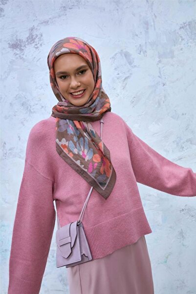 Silk Home Eșarfă din viscoză Velora maro-piatră-portocaliu cu model, anti-alu...