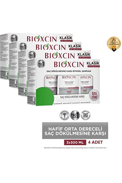Bioxcin Genesis for Dry and Normal Hair 3X300Ml - Classic Anti-Hair Loss Shampoo 4 Pieces