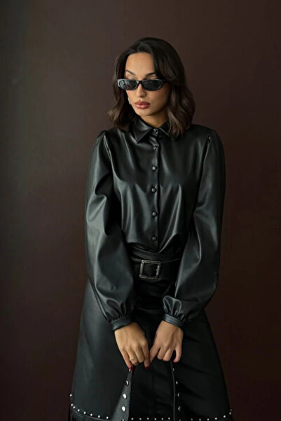 cemo Suni Deri Uzun Kollu Gömlek