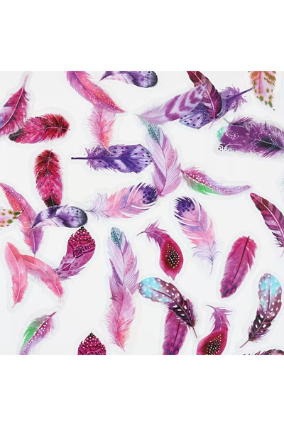 Mona Craftist 40 قطعة من ملصقات الريش الوردية الشفافة لتخطيط اليوميات ودفتر ا...