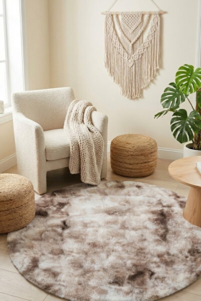 Ayduran Tavşan Tüyü Yuvarlak Bubble Post Peluş Çift Renk İthal Premium Kalite Süet Tabanlı Halı