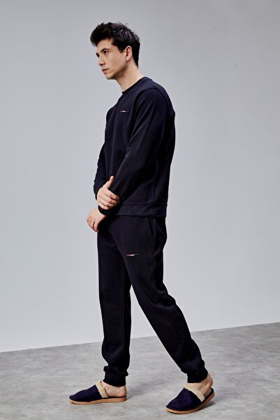 M MOONCOVER Set de trening Mooncover pentru bărbați Double Face Pike – Albastru închis cu detalii de broderie