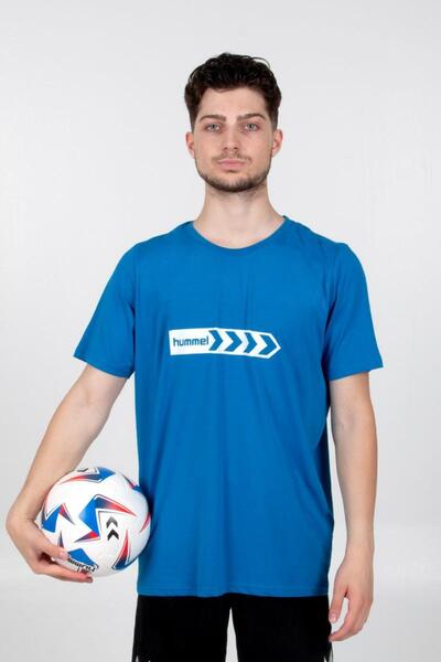 hummel Армін Бавовняна тренувальна футболка Sax синя з принтом