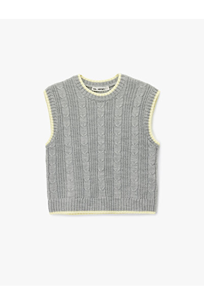 Koton Sleeveless Ribbed Crew Neck Hair Knit Textured Sweater