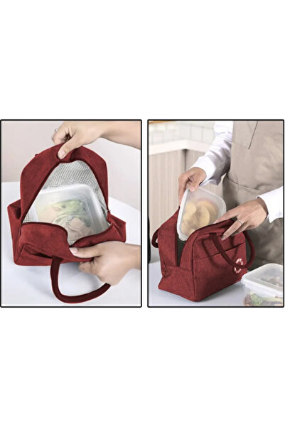OEM Compact Thermal Lunch Bag, 22x13x19 cm, burgundy