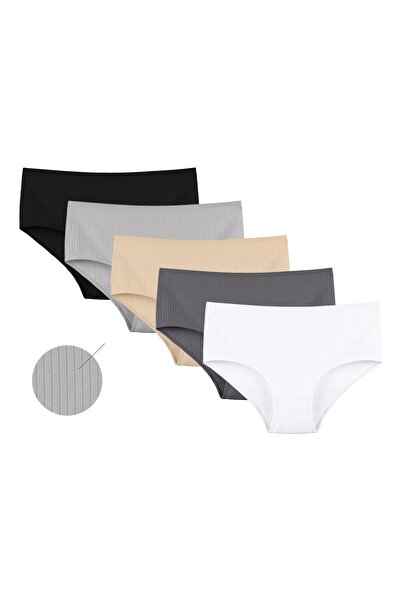 Donella Pachet de 5 chiloți pentru femei, mărime mare material reiat bumbac material elastic 2523PD2