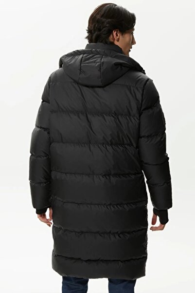 Lacoste Down Fill Parka Long Length Goose down Filled Detachable Hooded Men's Parka Black