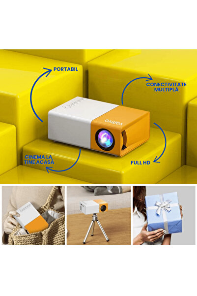 OferteTop Mini Portable LED Video Projector with Full HD 1080P Resolution